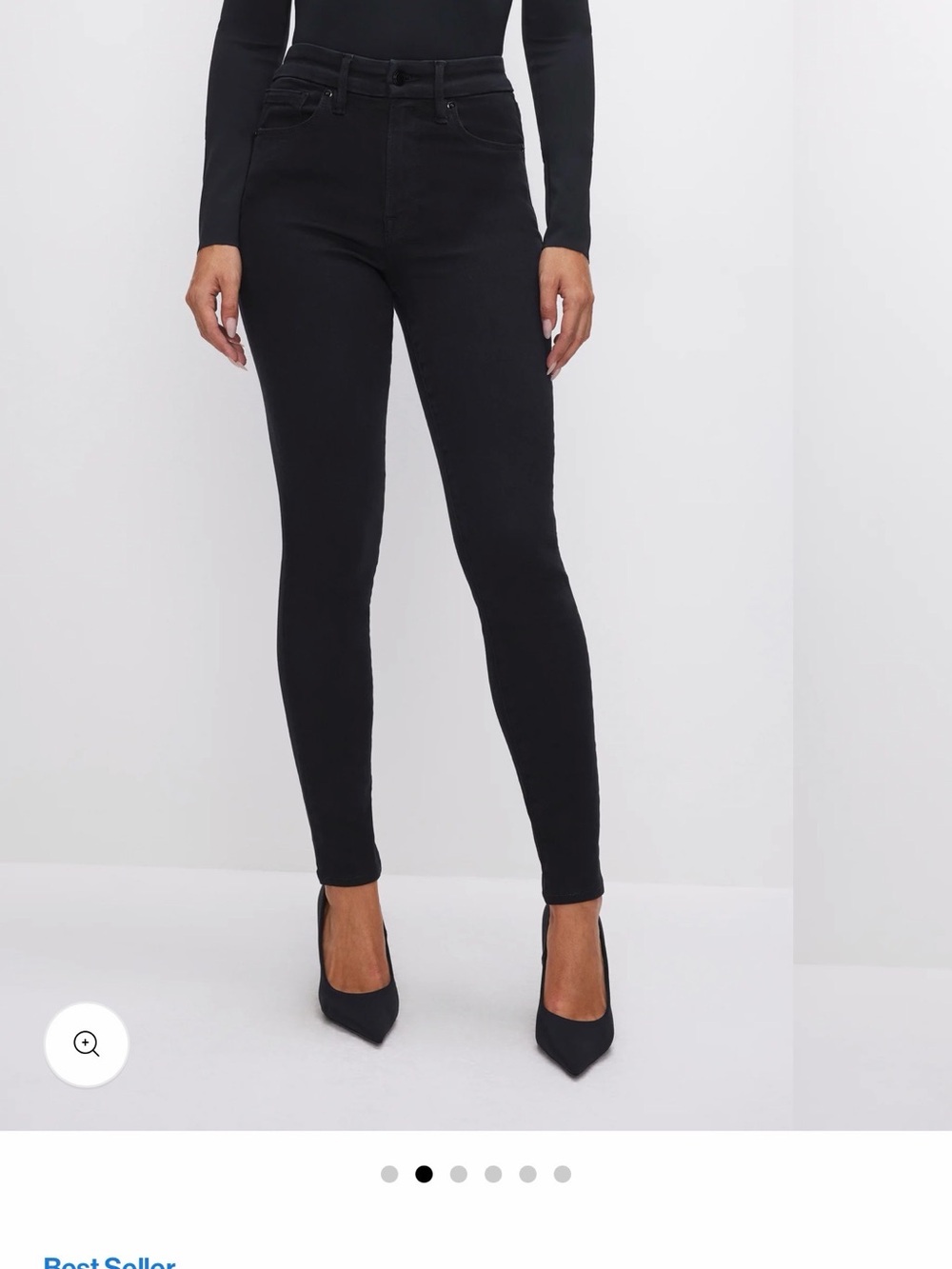 Good American Black Always Fits Mid Rise Skinny Jeans